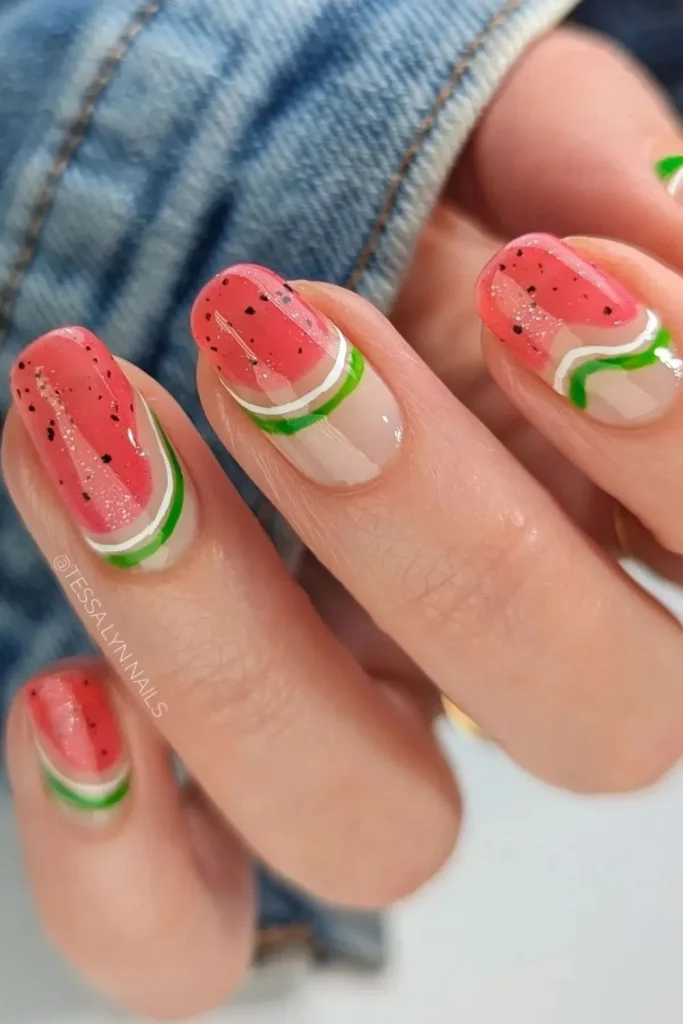 45+ Trendy Watermelon Nails Designs 11 Watermelon Nails 10