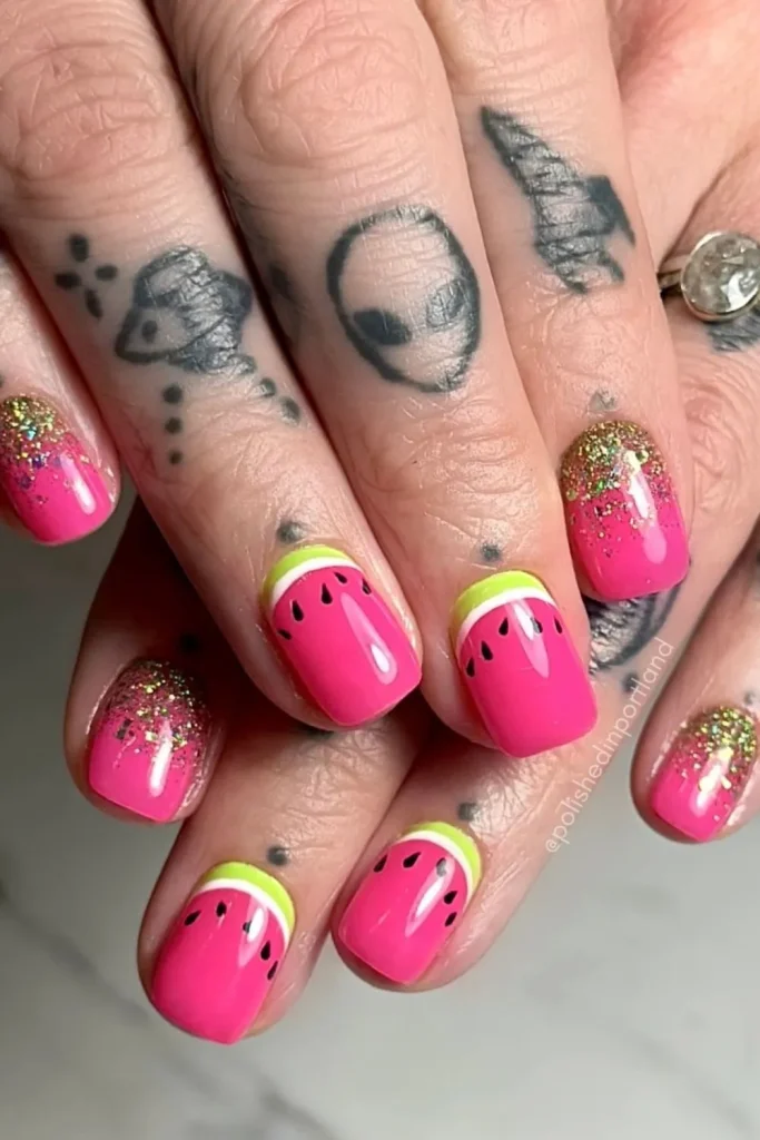 45+ Trendy Watermelon Nails Designs 15 Watermelon Nails 14