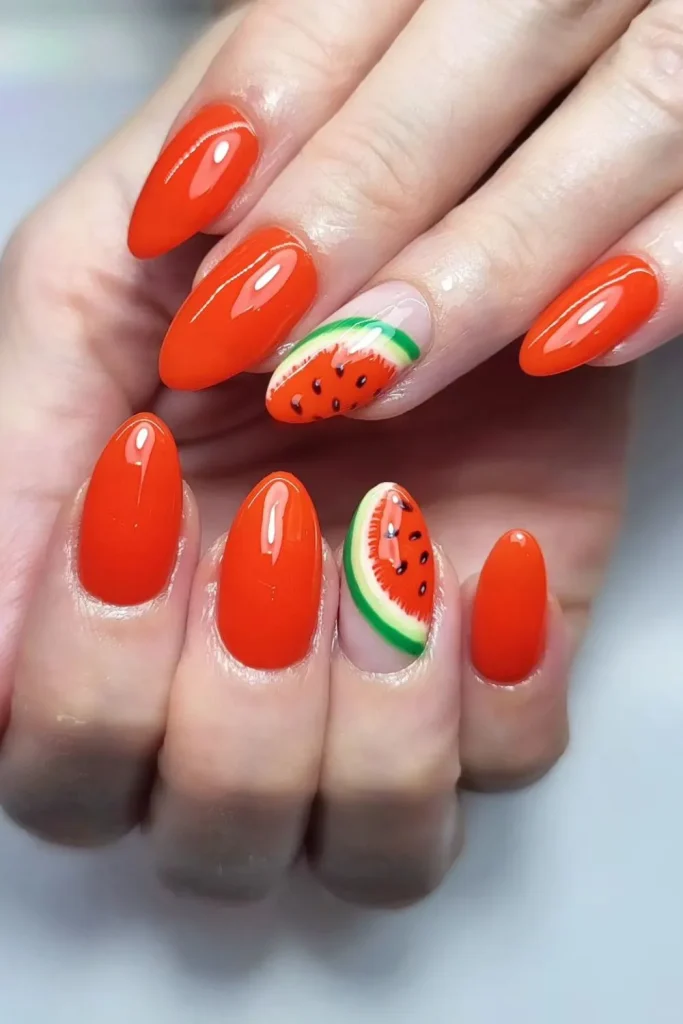 45+ Trendy Watermelon Nails Designs 16 Watermelon Nails 15