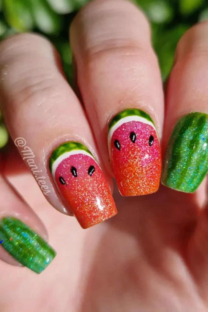 45+ Trendy Watermelon Nails Designs 17 Watermelon Nails 16