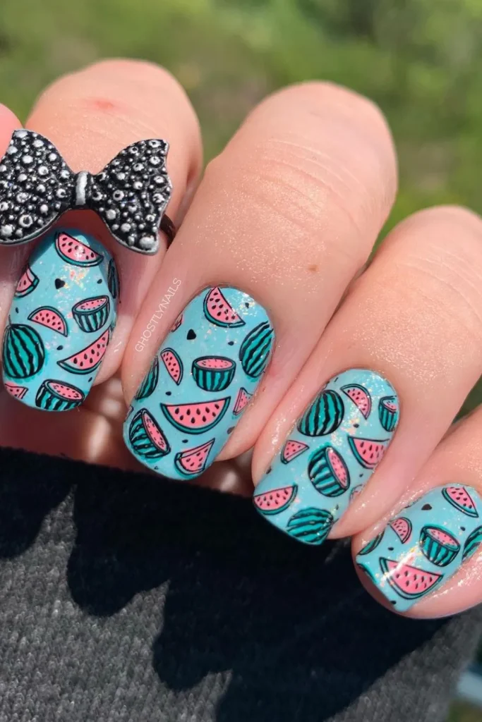 45+ Trendy Watermelon Nails Designs 3 Watermelon Nails 2