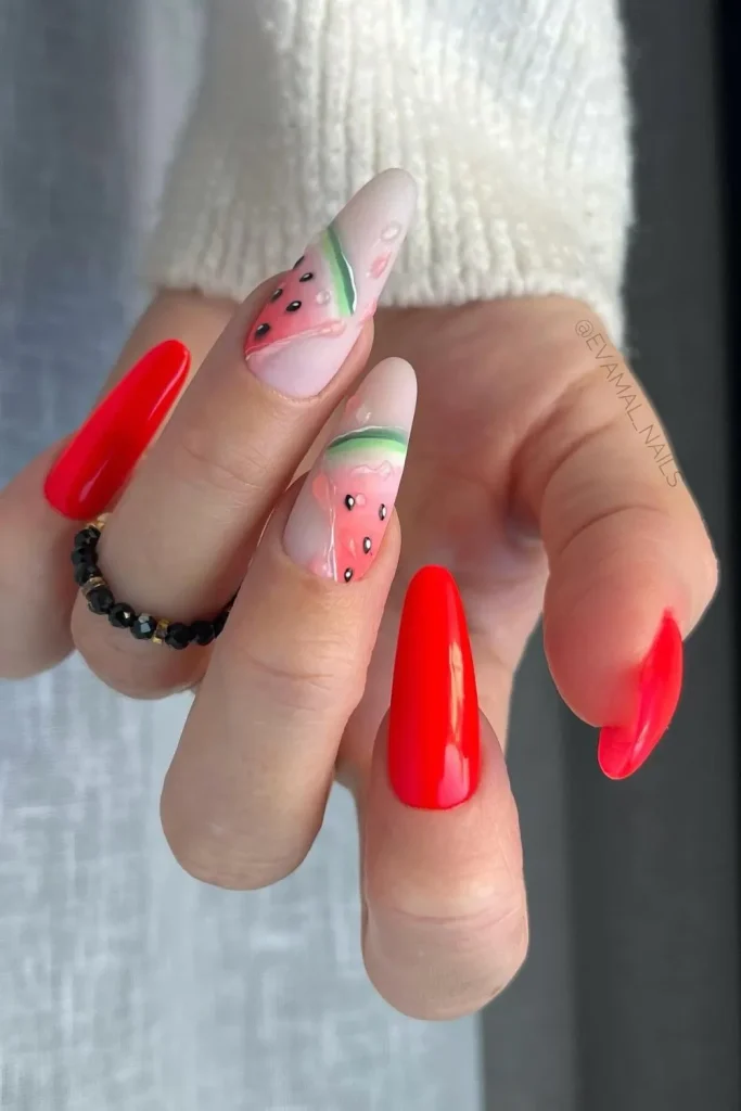45+ Trendy Watermelon Nails Designs 21 Watermelon Nails 20