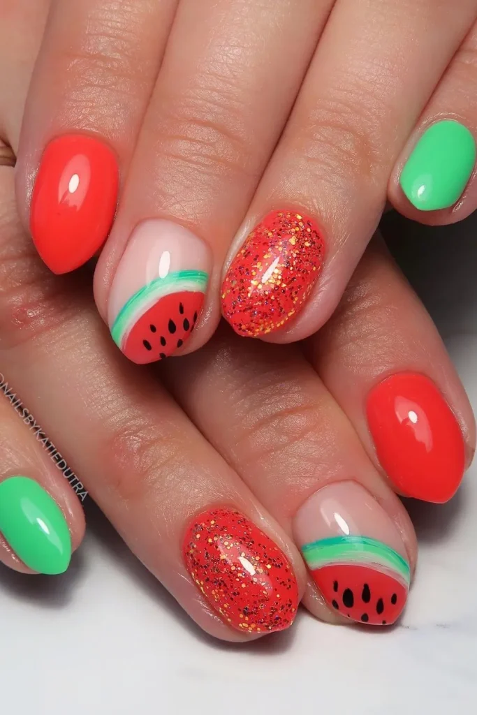 45+ Trendy Watermelon Nails Designs 23 Watermelon Nails 22