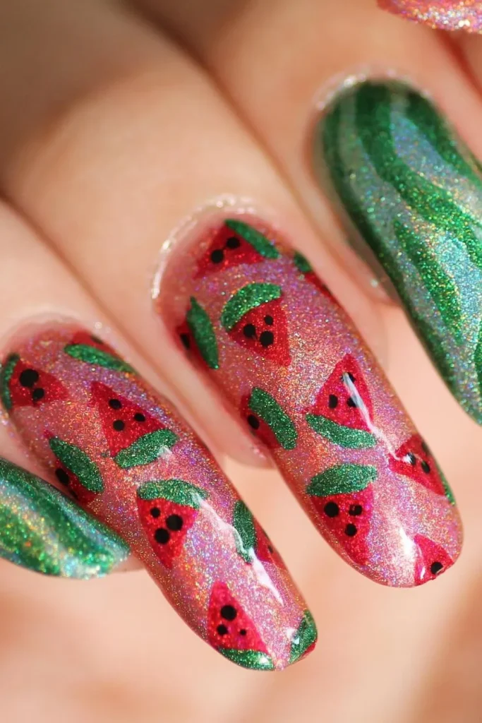45+ Trendy Watermelon Nails Designs 24 Watermelon Nails 23