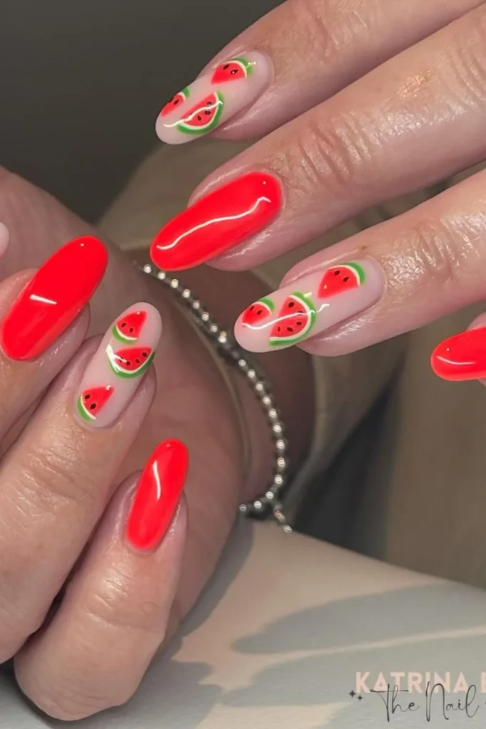 45+ Trendy Watermelon Nails Designs 27 Watermelon Nails 26