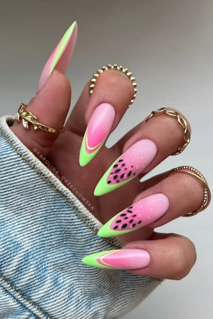 45+ Trendy Watermelon Nails Designs 32 Watermelon Nails 31