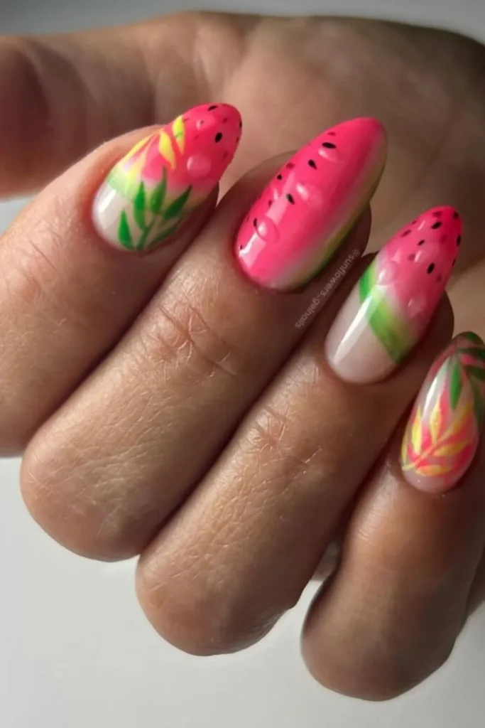 45+ Trendy Watermelon Nails Designs 34 Watermelon Nails 33