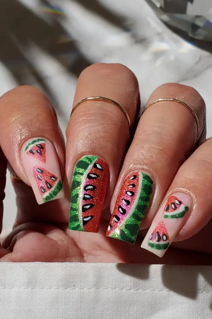 45+ Trendy Watermelon Nails Designs 35 Watermelon Nails 34