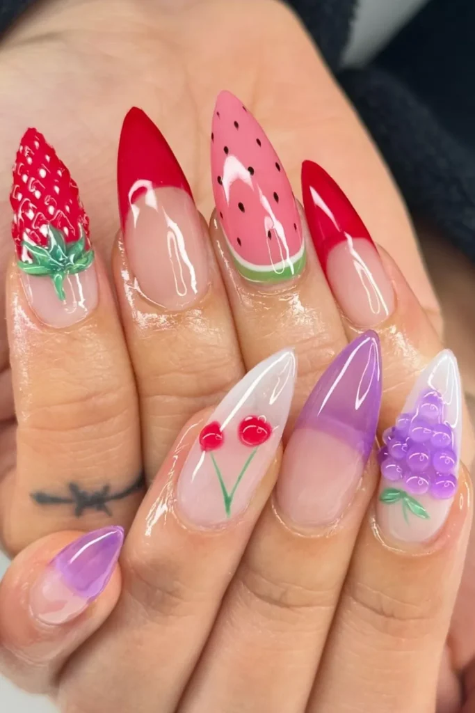 45+ Trendy Watermelon Nails Designs 37 Watermelon Nails 36