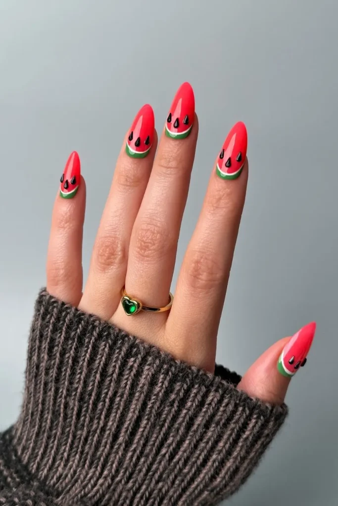 45+ Trendy Watermelon Nails Designs 39 Watermelon Nails 38