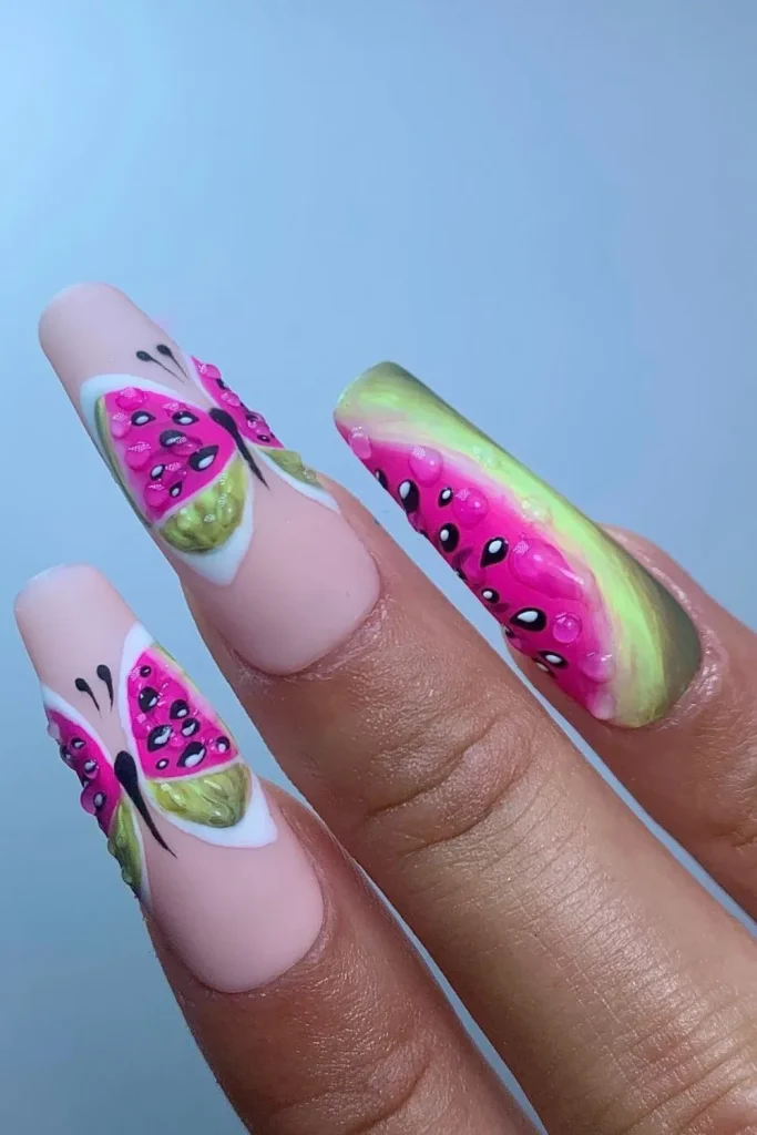 45+ Trendy Watermelon Nails Designs 46 watermelon nails