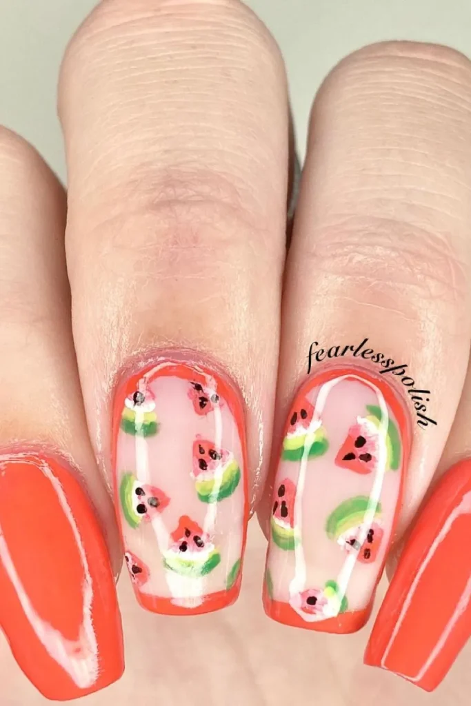 45+ Trendy Watermelon Nails Designs 6 Watermelon Nails 5