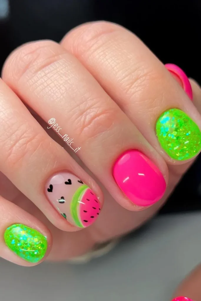 45+ Trendy Watermelon Nails Designs 10 Watermelon Nails 9