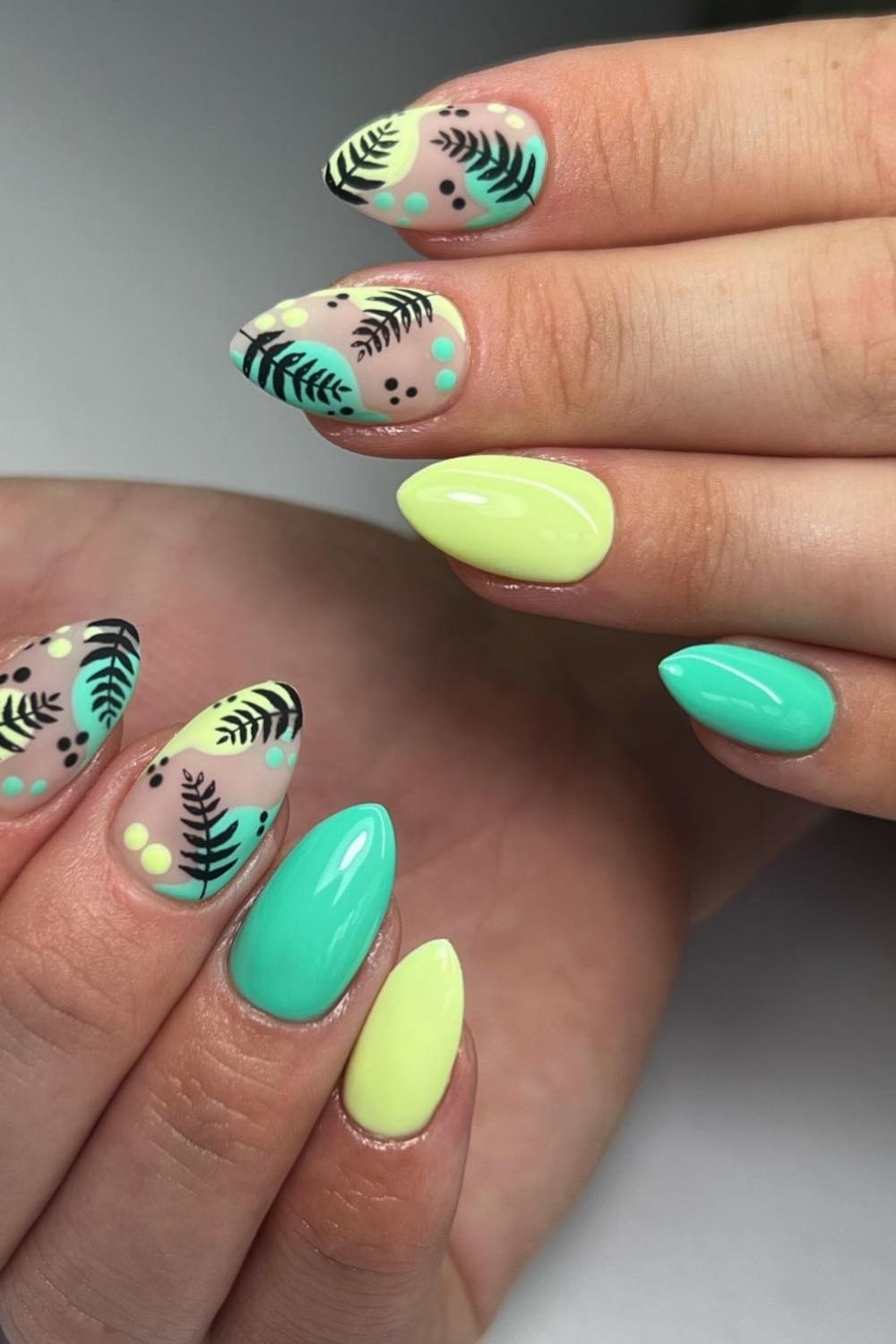 55 Trendy Summer Almond Nails Designs | Must Try In 11 Tropical Leaves