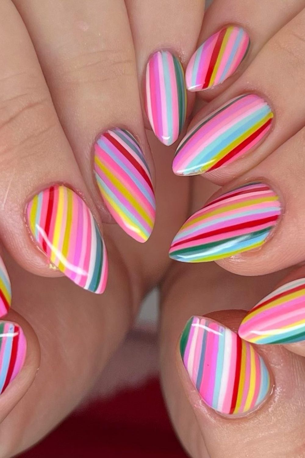 55 Trendy Summer Almond Nails Designs | Must Try In 15 Rainbow Stripes