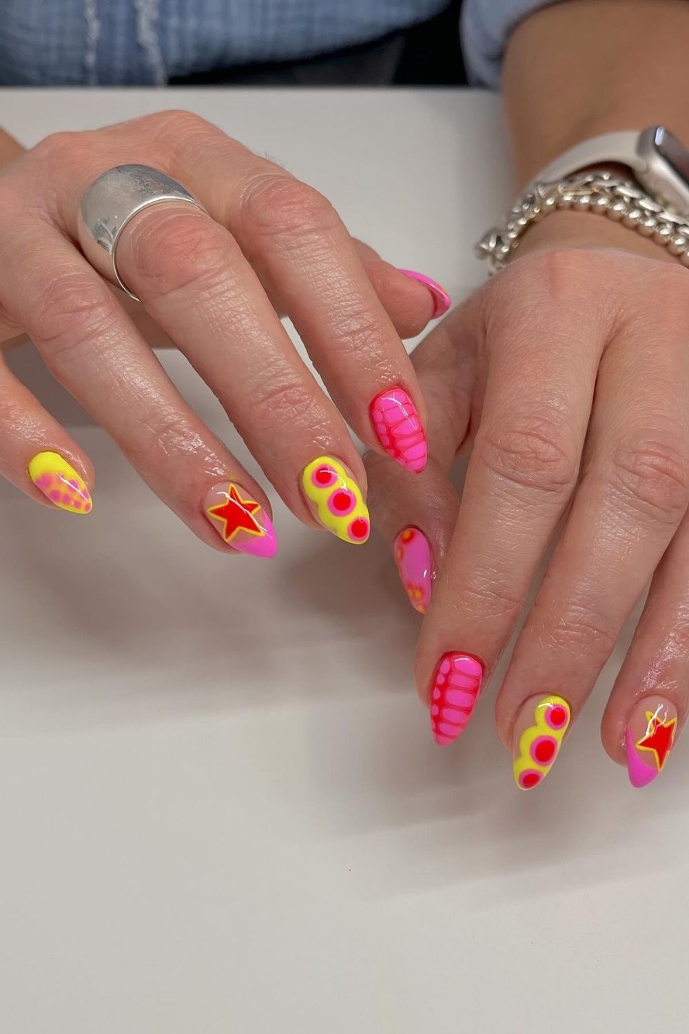 55 Trendy Summer Almond Nails Designs | Must Try In 37 Starburst Brights