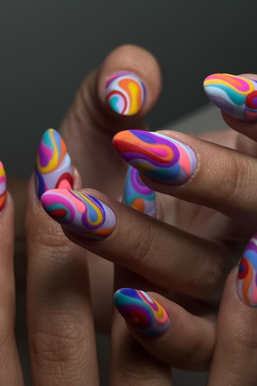 55 Trendy Summer Almond Nails Designs | Must Try In 38 Psychedelic Swirls