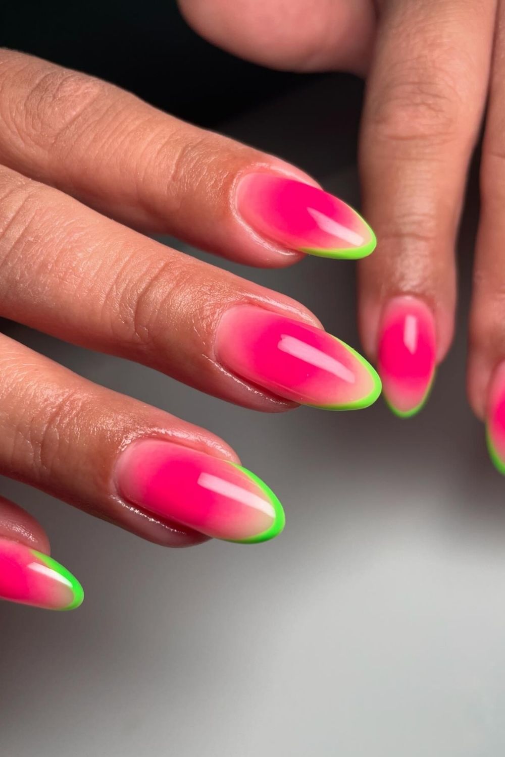 55 Trendy Summer Almond Nails Designs | Must Try In 39 Watermelon Neon Tips