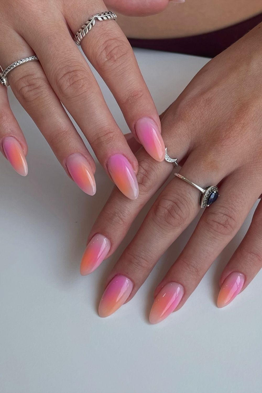 55 Trendy Summer Almond Nails Designs | Must Try In 19 Sunset Ombre