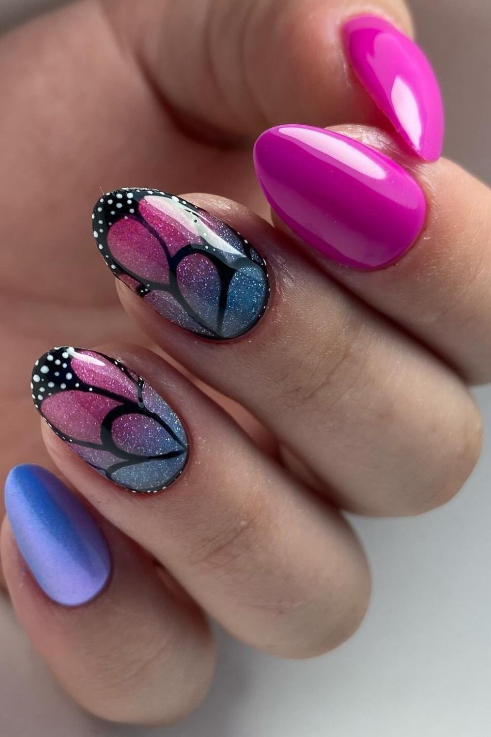55 Trendy Summer Almond Nails Designs | Must Try In 23 Butterfly Wings