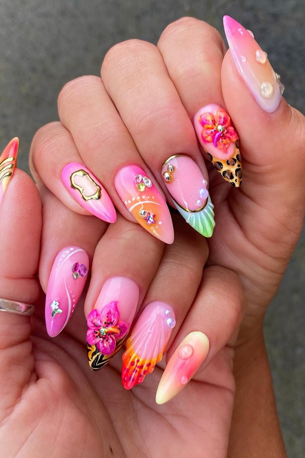 55 Trendy Summer Almond Nails Designs | Must Try In 35 Tropical Paradise