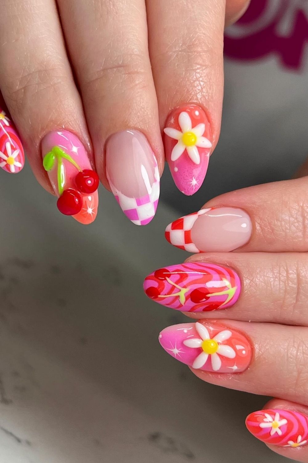 55 Trendy Summer Almond Nails Designs | Must Try In 36 Cherry Blossoms