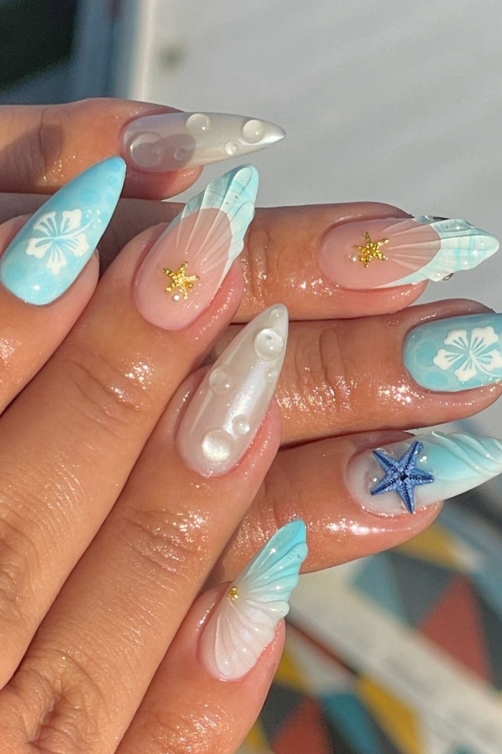 55 Trendy Summer Almond Nails Designs | Must Try In 55 Ocean Breeze