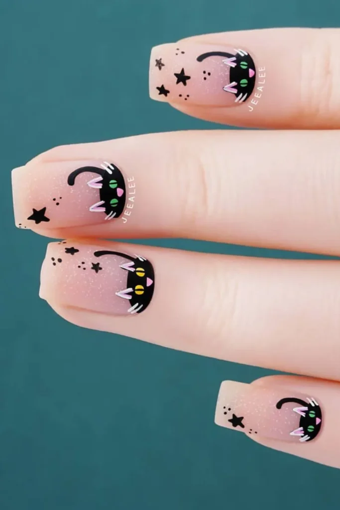 19 Halloween Cat Nails Perfect For This Season 3 Halloween Cat Nails 2