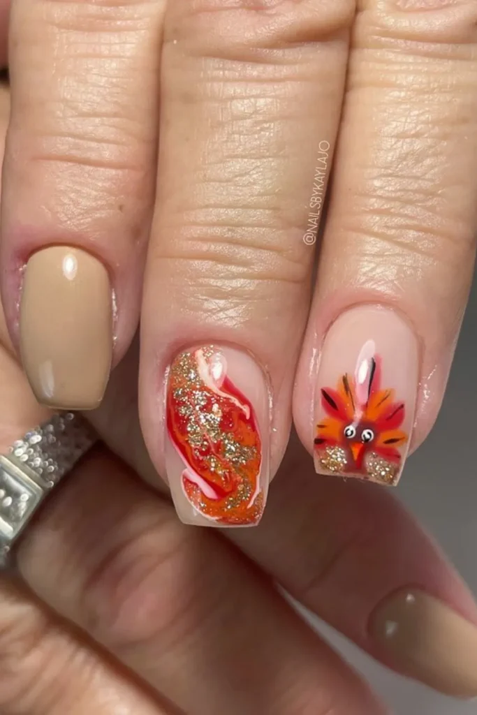 30+ Festive Turkey Nails | Perfect Look 9 Turkey Nails 8